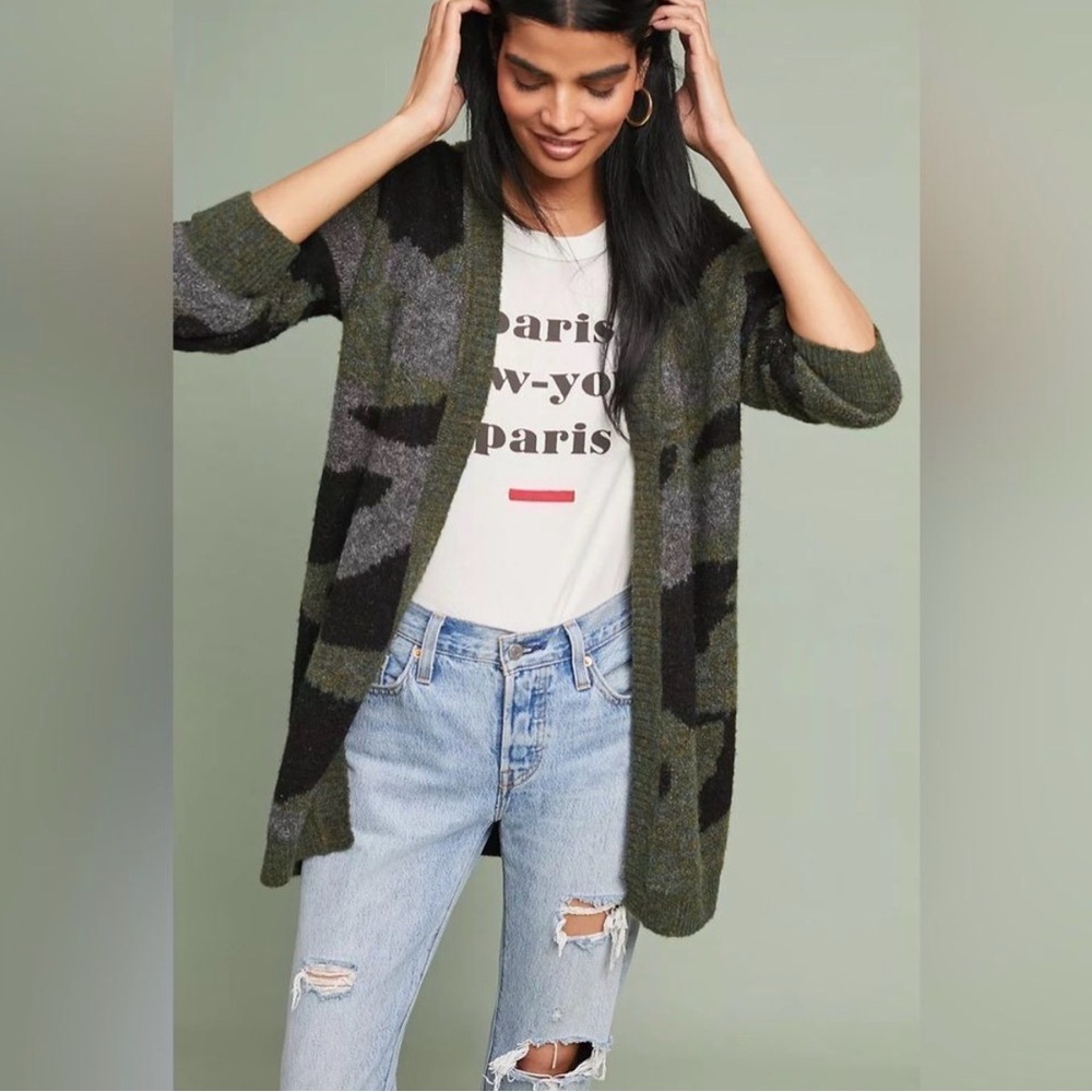 Moth Black and Gray Camouflage Cardigan